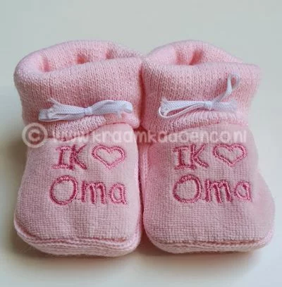 Slofjes I love oma roze