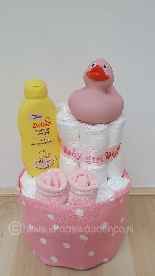 Luiertaart Duckie meisje 400G - 2 laags